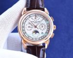 Patek Philippe Complications 9015 Replica Rose Gold Bezel Brown Leather Strap Watch